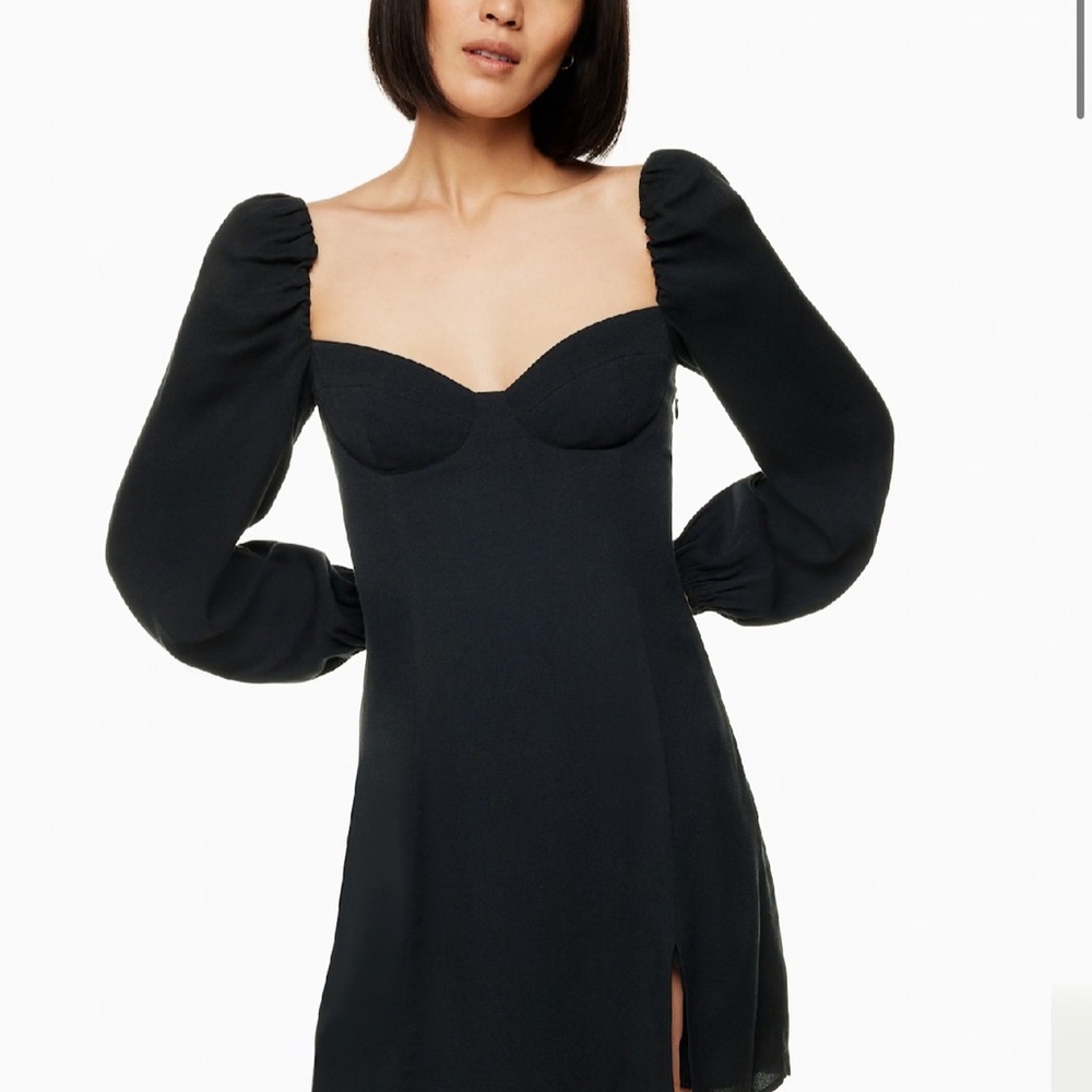 Aritzia Black Puff Sleeve Sheath Dress